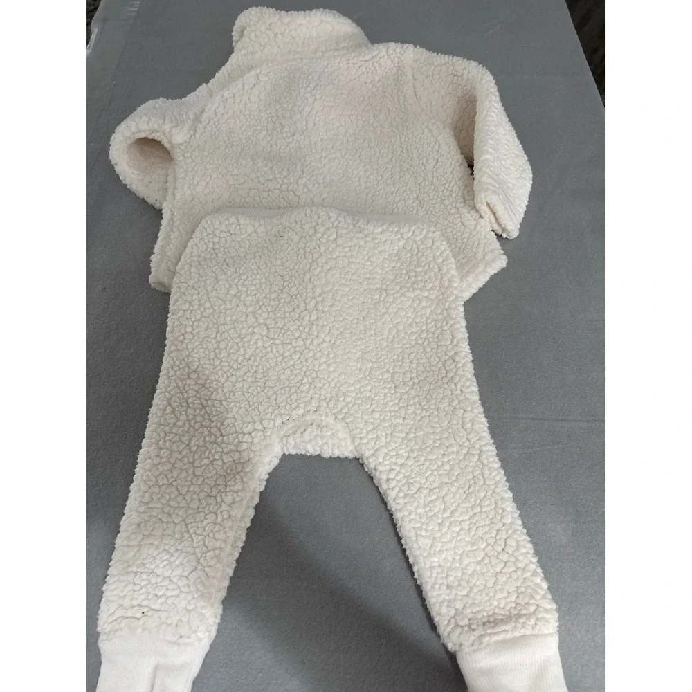 Modern Moments Gerber Kids Cream Sherpa Fleece 2pc Button Top & Pants Set 6-9M